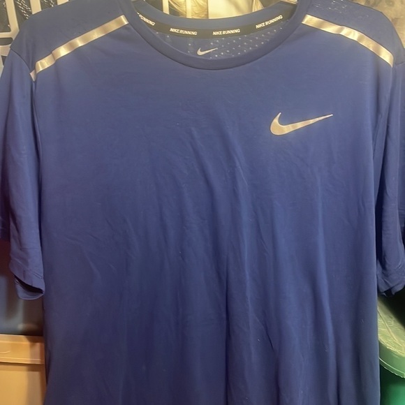 NIKE Running Dri Fit Dark Purple/Blue Workout Athletic Short Sleeve Tee - Picture 7 of 12